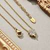 304 Stainless Steel Crystal Rhinestone Pendant Cable Chain Necklaces for Women NJEW-C062-01C-G-2