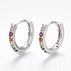 Brass Micro Pave Cubic Zirconia Huggie Hoop Earrings X-EJEW-S201-40P-1