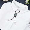 Adjustable Zinc Alloy Pave Synthetic Turquoise Oval Black PU Leather Cord Bolo Tie Lariat Necklaces NJEW-WH0035-04AS-5
