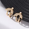 Fishtail Brass Micro Pave Clear Cubic Zirconia Cuff Earrings EJEW-Z127-05G-2