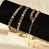Leopard Print Alloy Snake Chain Necklaces for Women NJEW-K281-01-3