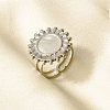 304 Stainless Steel with Natural Shell Cuff Open Rings for Women PR1081-1-1