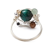 Planet Natural Green Aventurine Finger Rings RJEW-TA00165-02-4