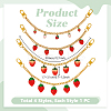 4Pcs 4 Styles Alloy Enamel & Resin Fruit Red Strawberry Charm 304 Stainless Steel Bag Decorative Chains HJEW-PH02272-2