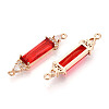 Brass Micro Pave Clear Cubic Zirconia and Glass Connector Charms KK-T076-02KCG-2