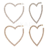 2 Pairs 2 Colors Crystal Rhinestone Hollow Out Heart Stud Earrings with 925 Sterling Silver Pins EJEW-AN0001-23-1