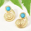Spiral 304 Stainless Steel Synthetic Turquoise Stud Earrings for Women EJEW-U046-13G-3