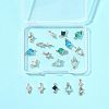 18Pcs 9 Styles Brass Pave Transparent Glass Links/Connectors GLAA-FS0002-34-6