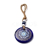 Flat Round with Evil Eye Lampwork Pendant Decoration HJEW-Z005-01G-1