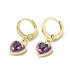 Heart Real 18K Gold Plated Brass Dangle Leverback Earrings EJEW-L268-025G-02-1