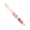 Faceted Round Natural Quartz Crystal & Ruby & Pink Tourmaline Beaded Connector Charms PALLOY-JF03530-09-2