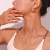 304 Stainless Steel Colorful Rhinestone Oval with Moon Star Pendant Necklaces for Women WG3D517-01-2