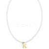 Imitation Pearl with Stainless Steel Pendants Necklaces NJEW-LP0001-51K-G-1