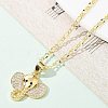Brass Micro Pave Clear Cubic Zirconia Pendant Necklaces for Women LS-NJEW-M084-02G-02-4