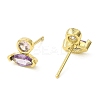 Real 18K Gold Plated Brass Horse Eye Stud Earrings EJEW-L270-19G-3