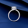 Flat Round Rhodium Plated 925 Sterling Silver Micro Pave Cubic Zirconia Finger Rings for Women WG84544-01-3
