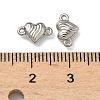 304 Stainless Steel Corrugated Heart Links Connector Charms STAS-D211-14D-P-3