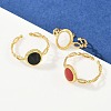 Oval 304 Stainless Steel Enamel Cuff Rings for Women RJEW-G355-01G-1