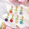 7Pcs 7 Colors Glass Pendants Decorations HJEW-MZ00249-1
