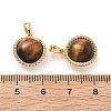 Brass Tiger Eye Round Ball Pendants KK-B129-12G-3