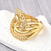 Brass Micro Pave Cubic Zirconia Adjustable Open Cuff Rings for Women RJEW-K292-07G-2