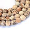 Frosted Natural Picture Jasper Round Bead Strands G-E334-4mm-26-1