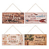 4 Sets 4 Style Natural Wood Hanging Wall Decorations for Front Door Home Decoration AJEW-CF0001-01-2