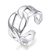 304 Stainless Steel Curb Chains Shape Open Cuff Ring RJEW-N040-12-1