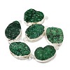 Silver Plated Dyed Oval Natural Drusy Quartz Crystal Beads Strands G-F144-02-S-4