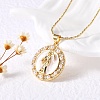 Flat Round with Santa Muerte Brass Micro Pave Cubic Zirconia Pendant Necklaces NJEW-S385-03B-G-1