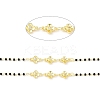 Handmade Eco-friendly Brass Flower Link Chains with Clear Cubic Zirconia CHC-E023-10G-4