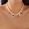 Alloy Rhinestone with Enamel & Plastic Christmas Pendant Bib Necklaces FS-WG99102-05-1