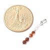 Faceted Round Natural Quartz Crystal & Carnelian & Red Jasper Beaded Pendants PALLOY-JF03529-01-4