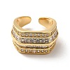 Clear Cubic Zirconia Multi Line Open Cuff Ring RJEW-C041-01G-2