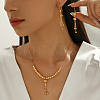 Vintage Brass Round Beaded Tassel Necklace & Earrings for Women BM2908-1