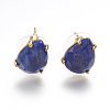 Natural Lapis Lazuli Stud Earrings EJEW-L196-03D-1