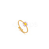 Daisy 304 Stainless Steel Enamel Open Cuff Rings for Women RJEW-M061-01G-08-1