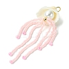 Natural Clam Shell & Glass Pearl & Glass Seed Beaded Big Pendants PALLOY-MZ00298-03-3