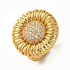 Brass Micro Pave Cubic Zirconia Cuff Rings RJEW-D323-03G-4