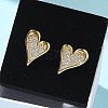 Brass Micro Pave Clear Cubic Zirconia Stud Earrings for Women EJEW-U034-01G-02-1