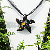 Starfish Millefiori Glass Pendant Silk Ribbon Necklaces FS-WG7586D-12-1