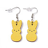 Rabbit Wooden Dangle Earrings EJEW-D189-01A-2