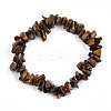 Unisex Chip Natural Tiger Eye Beaded Stretch Bracelets BJEW-S143-02-2