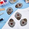 5Pcs Sacred Heart Plastic & Rhinestone Beading Appliques PATC-FG0001-79-4