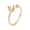 Brass Micro Pave Colourful Cubic Zirconia Open Cuff Rings for Women LS-RJEW-Z073-01G-03-1