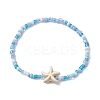 Glass Seed & Synthetic Turquoise Starfish Beaded Stretch Bracelet for Women BJEW-JB09709-02-1