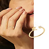 1Pc Letter Brass Rhinestone Open Cuff Rings for Women AJEW-LP0004-47R-G-1