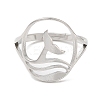Non-Tarnish 304 Stainless Steel Whale Tail Adjustable Ring for Women RJEW-M149-01P-1