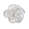 Flower Brass Micro Pave Cubic Zirconia & Enamel Cuff Ring Settings KK-CBAC351-06P-04-1