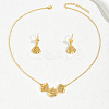 Elegant Hollow Fan Brass Necklace & Dangle Earrings Set RC4710-5